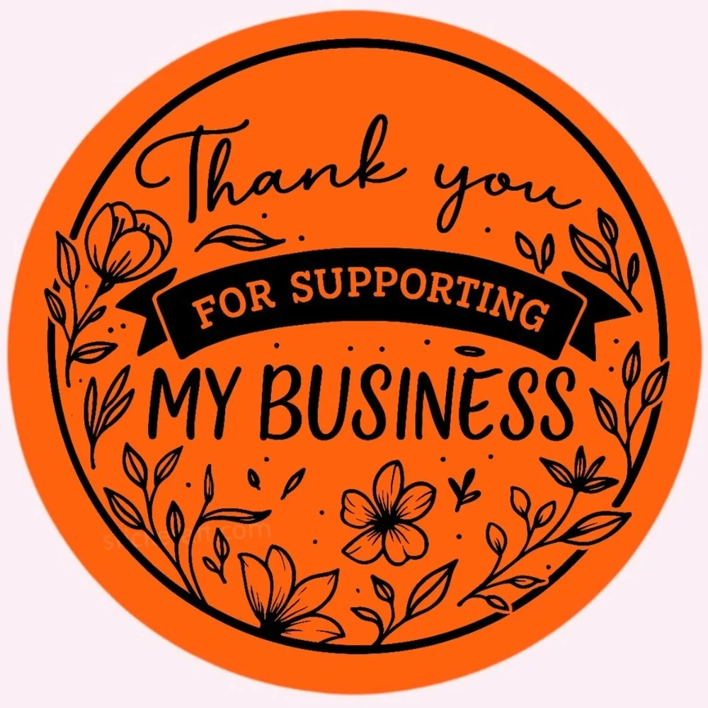 Thank You for Supporting My Business Sticker 2” | Floral Label for Packaging